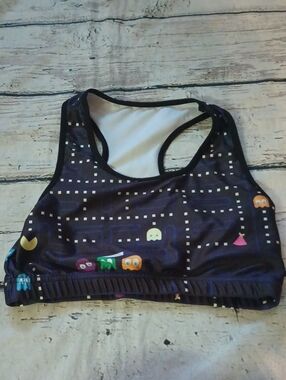 Lotus Leggings Black Yellow Pacman Print Sports Bra XL